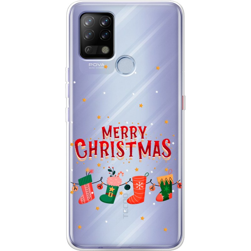 Прозрачный чехол BoxFace Tecno POVA Merry Christmas