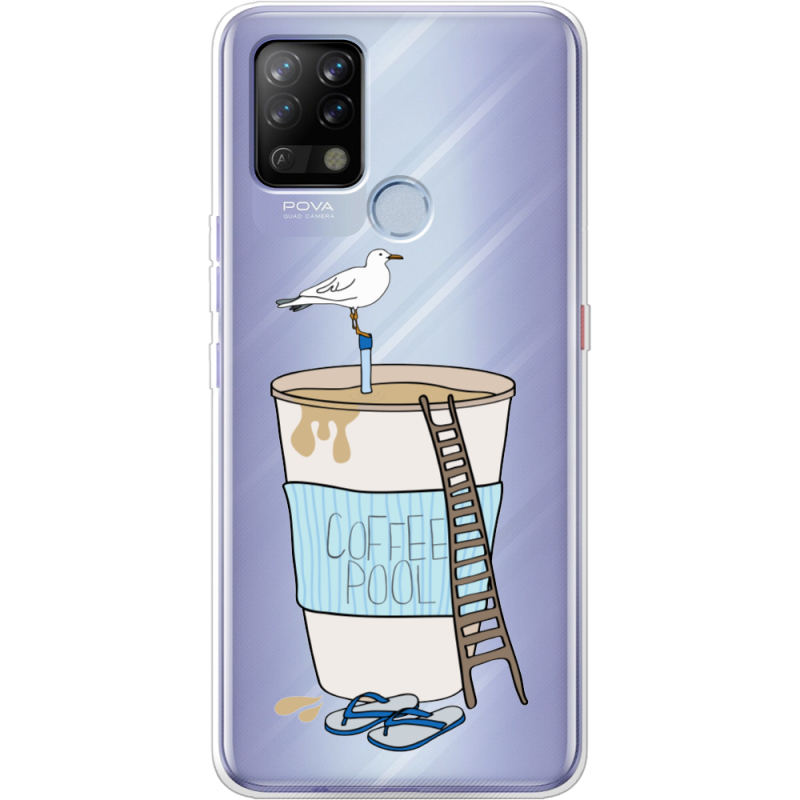 Прозрачный чехол BoxFace Tecno POVA Segull in Cofee Pool
