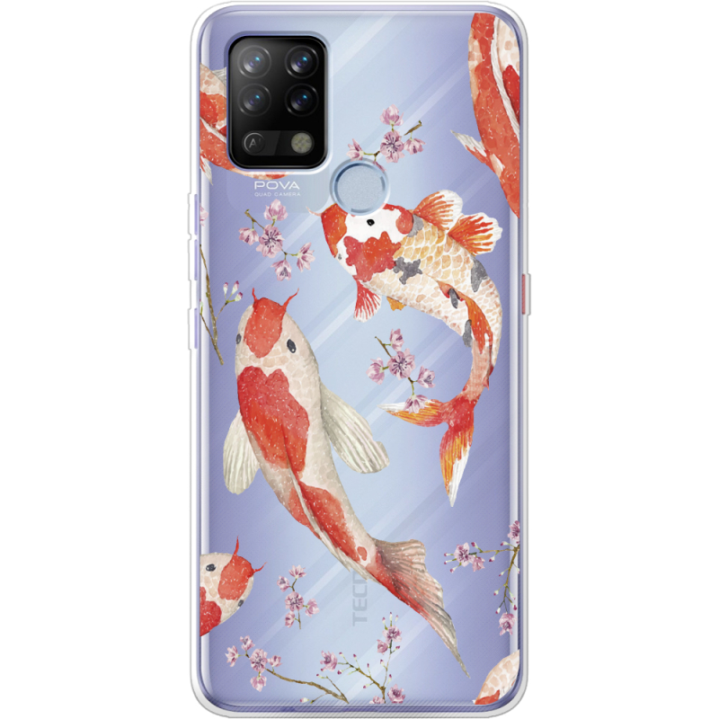 Прозрачный чехол BoxFace Tecno POVA Japanese Koi Fish