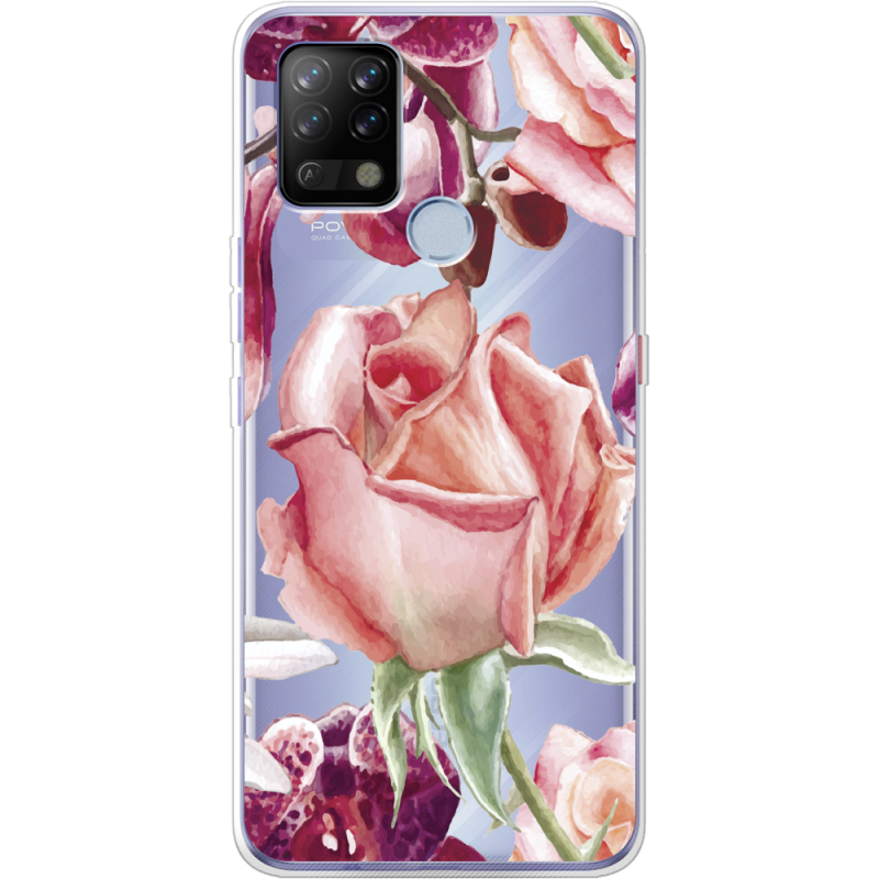 Прозрачный чехол BoxFace Tecno POVA Rose