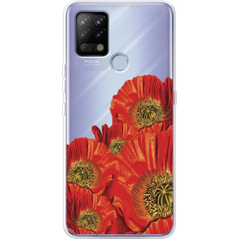 Прозрачный чехол BoxFace Tecno POVA Red Poppies