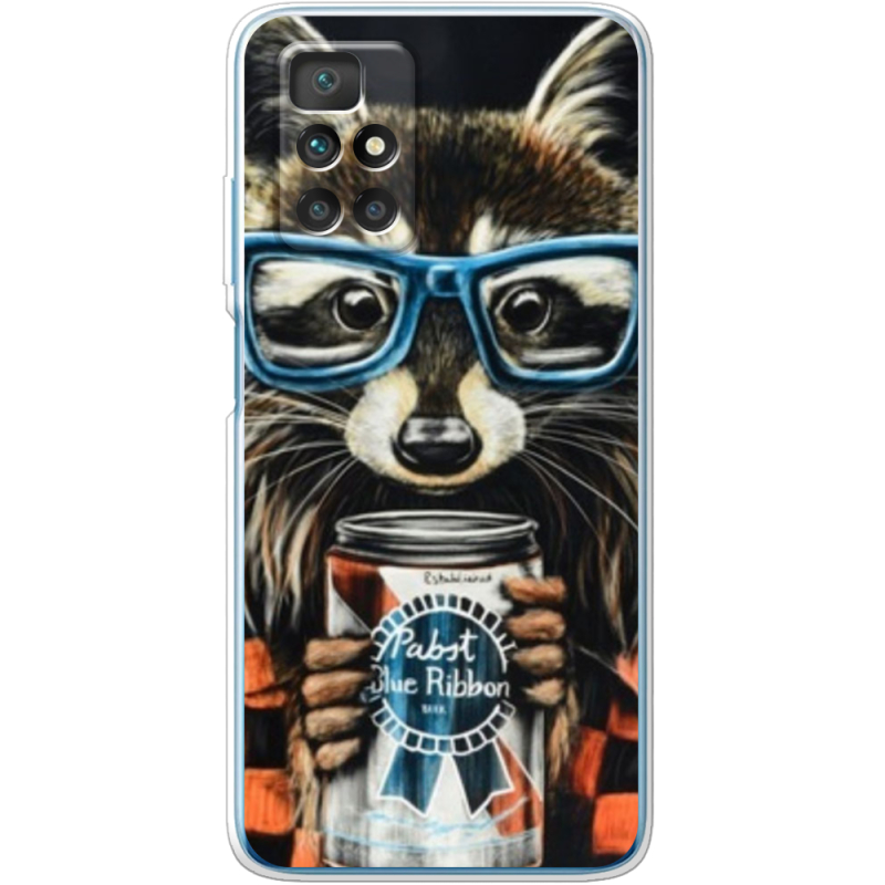 Чехол BoxFace Xiaomi Redmi 10 Енот с банкой