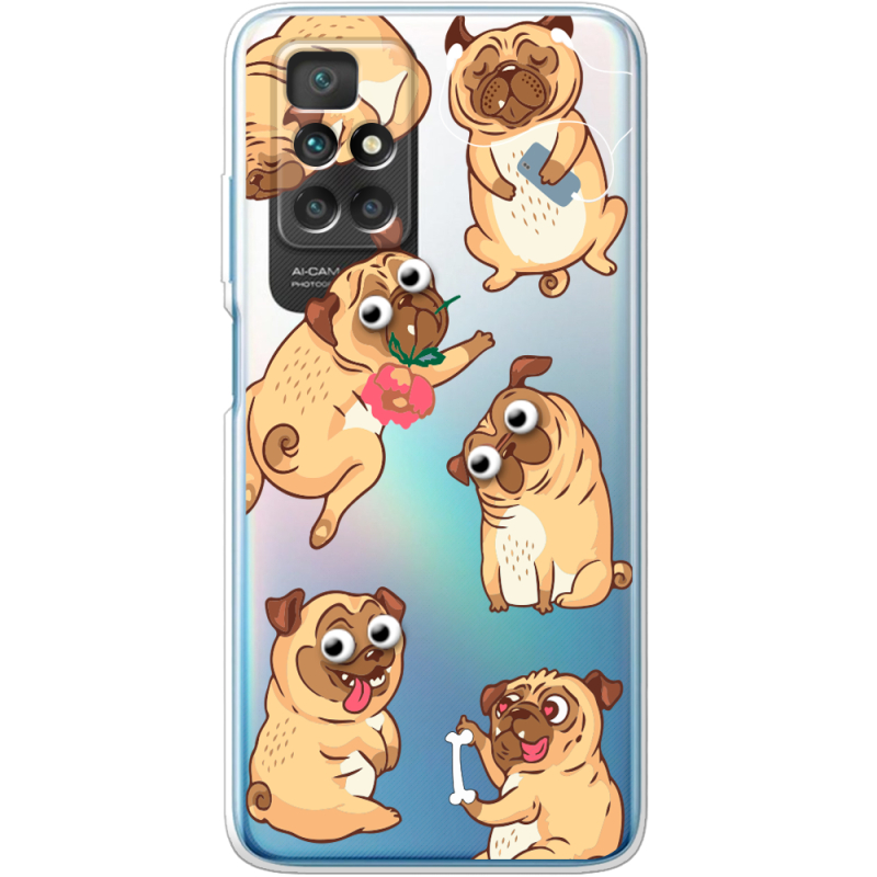 Прозрачный чехол BoxFace Xiaomi Redmi 10 с 3D-глазками Pug