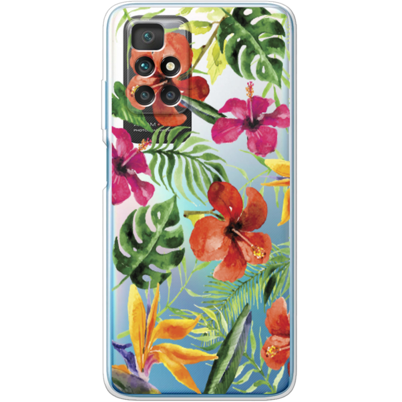 Прозрачный чехол BoxFace Xiaomi Redmi 10 Tropical Flowers