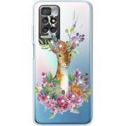 Чехол со стразами Xiaomi Redmi 10 Deer with flowers