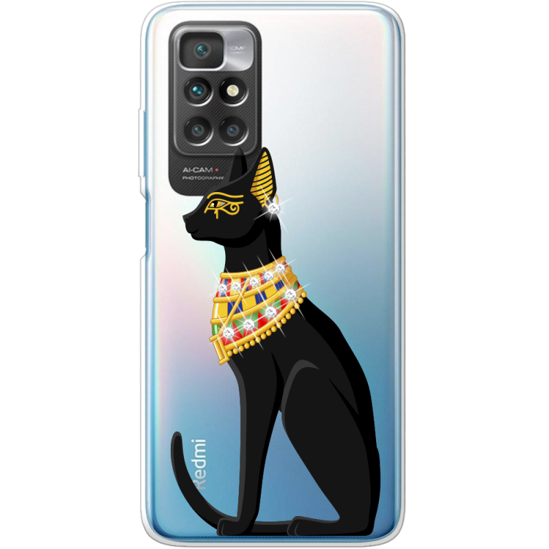 Чехол со стразами Xiaomi Redmi 10 Egipet Cat