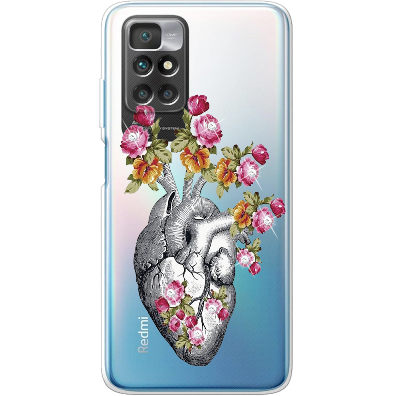 Чехол со стразами Xiaomi Redmi 10 Heart