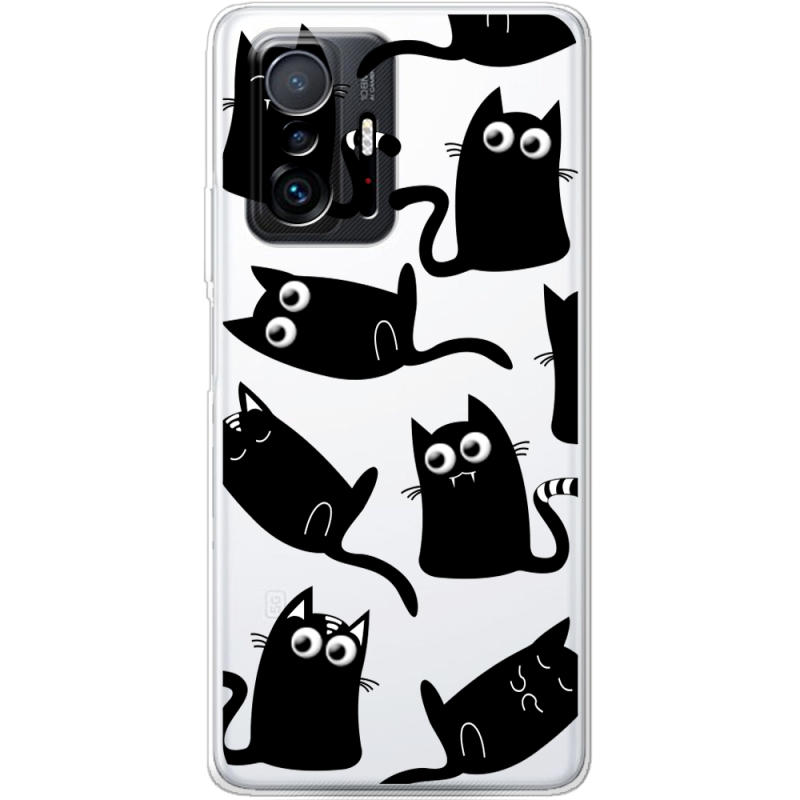 Прозрачный чехол BoxFace Xiaomi 11T / 11T Pro с 3D-глазками Black Kitty