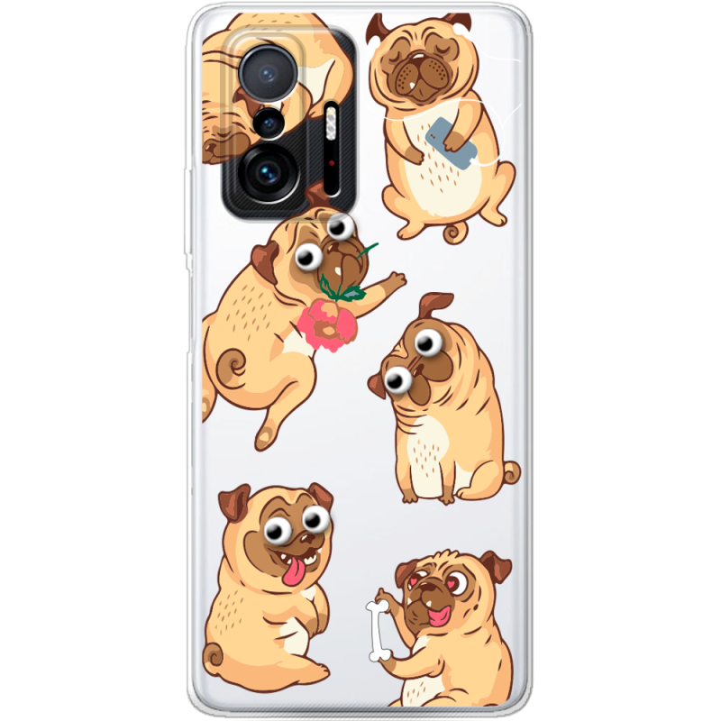 Прозрачный чехол BoxFace Xiaomi 11T / 11T Pro с 3D-глазками Pug