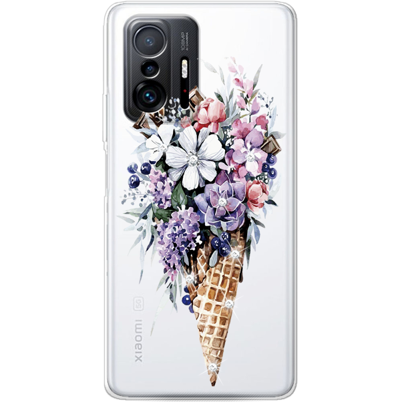 Чехол BoxFace со стразами Xiaomi 11T / 11T Pro Ice Cream Flowers