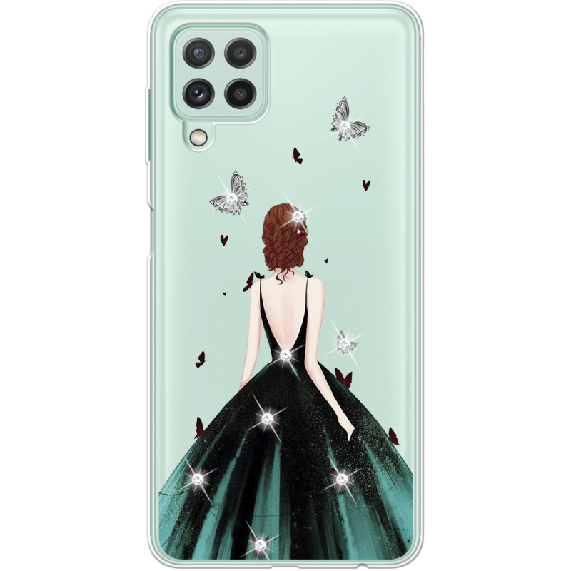 Чехол со стразами Samsung Galaxy M22 (M225)  Girl in the green dress