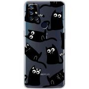 Прозрачный чехол BoxFace OnePlus Nord N10 с 3D-глазками Black Kitty