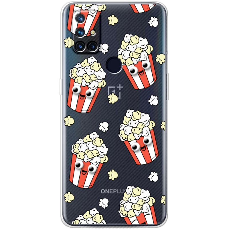 Прозрачный чехол BoxFace OnePlus Nord N10 с 3D-глазками Popcorn