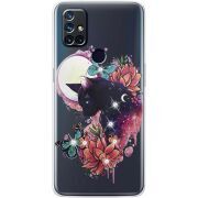 Чехол со стразами OnePlus Nord N10 Cat in Flowers