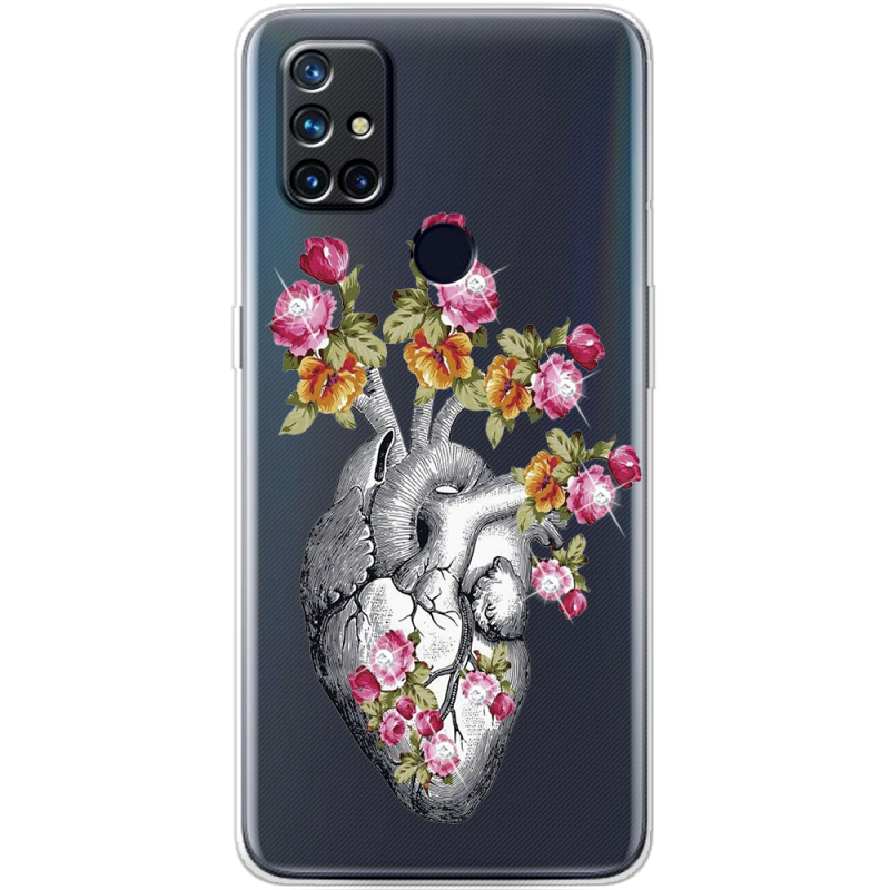 Чехол со стразами OnePlus Nord N10 Heart