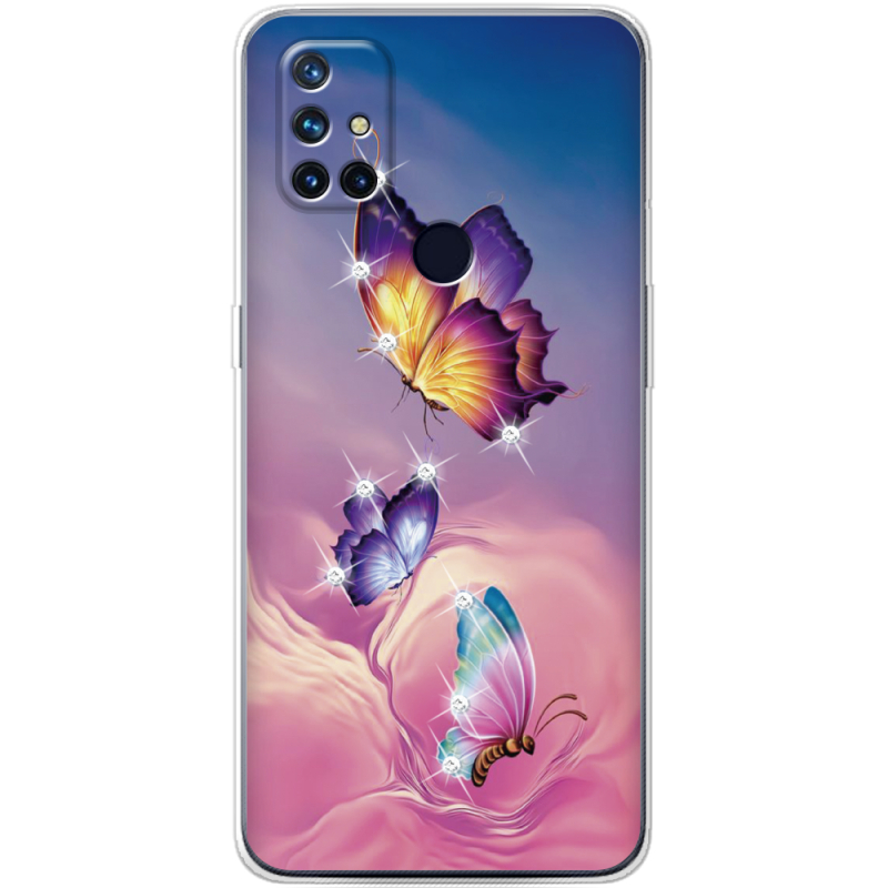 Чехол со стразами OnePlus Nord N10 Butterflies