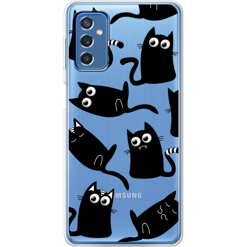 Прозрачный чехол BoxFace Samsung Galaxy M52 (M526) с 3D-глазками Black Kitty