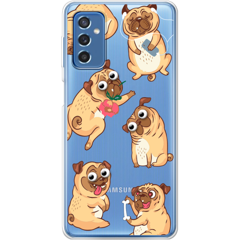 Прозрачный чехол BoxFace Samsung Galaxy M52 (M526) с 3D-глазками Pug