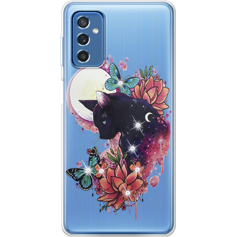 Чехол со стразами Samsung Galaxy M52 (M526)  Cat in Flowers