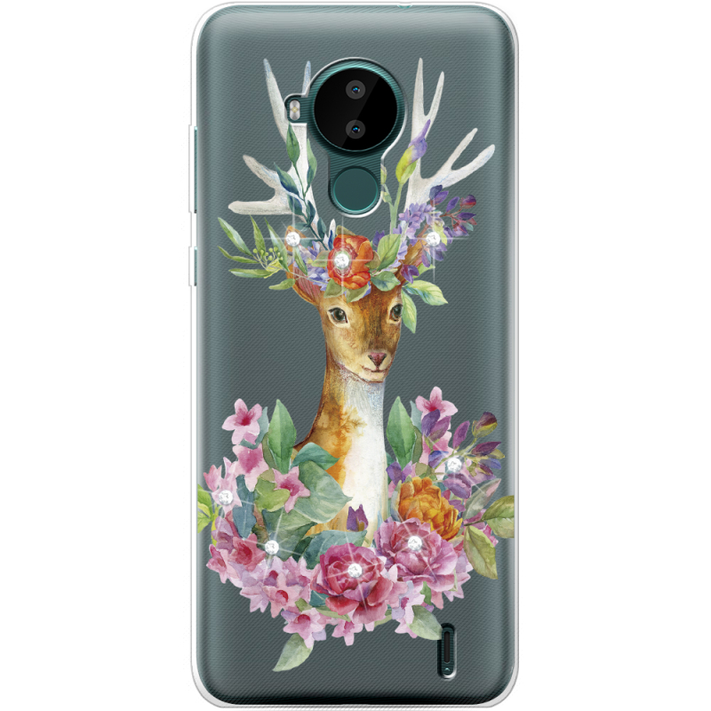 Чехол со стразами Nokia C30 Deer with flowers