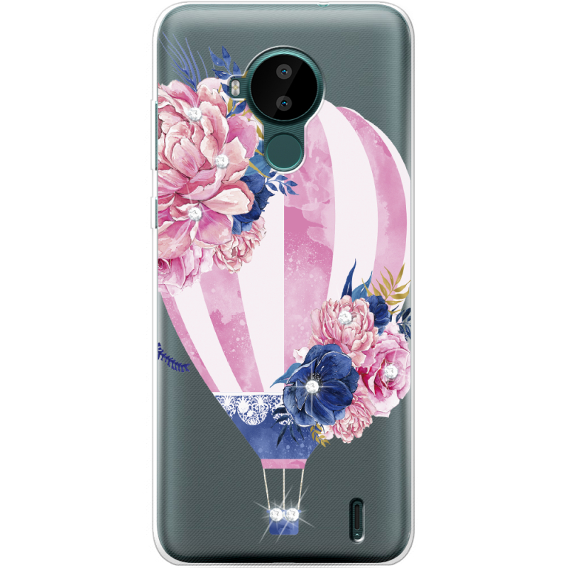 Чехол со стразами Nokia C30 Pink Air Baloon