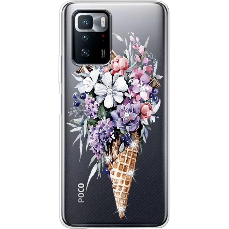 Чехол со стразами BoxFace Xiaomi Poco X3 GT Ice Cream Flowers