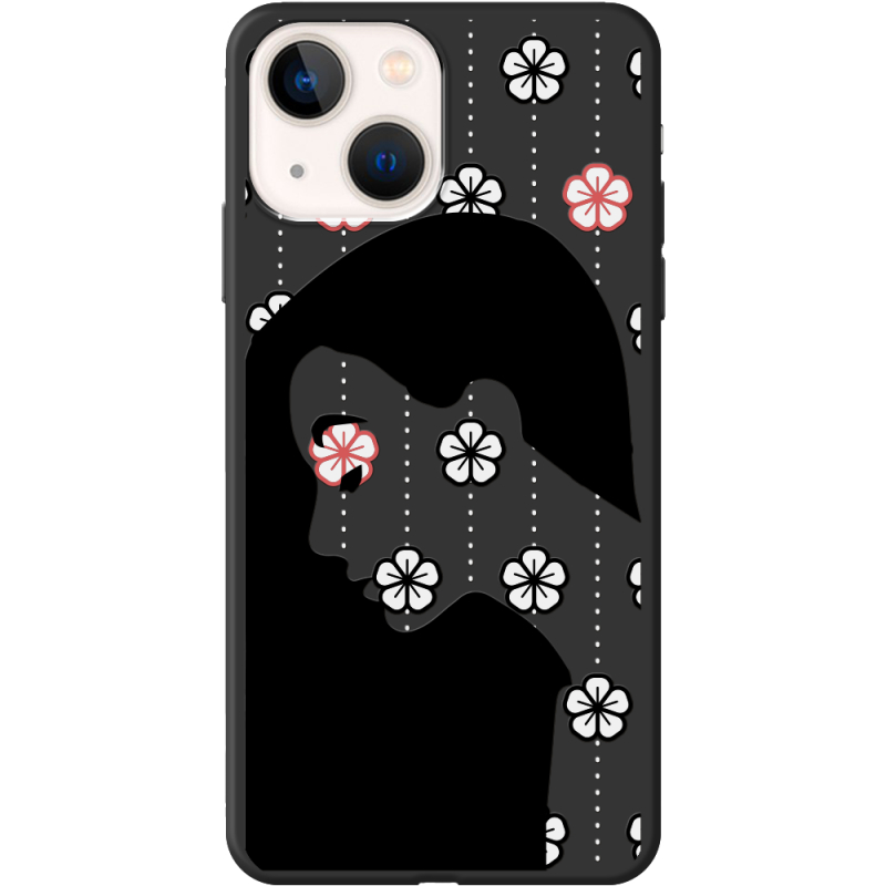 Черный чехол BoxFace Apple iPhone 13 Flower Hair