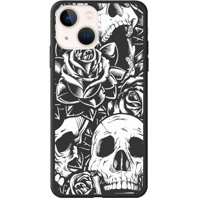Черный чехол BoxFace Apple iPhone 13 Skull and Roses