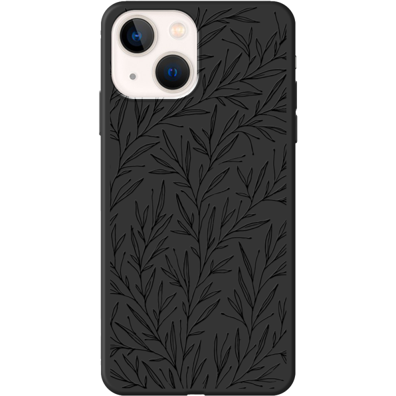 Черный чехол BoxFace Apple iPhone 13 Leaves