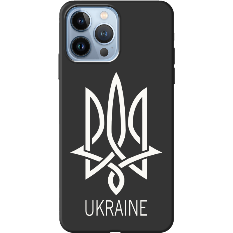 Черный чехол BoxFace Apple iPhone 13 Pro Max Тризуб монограмма ukraine
