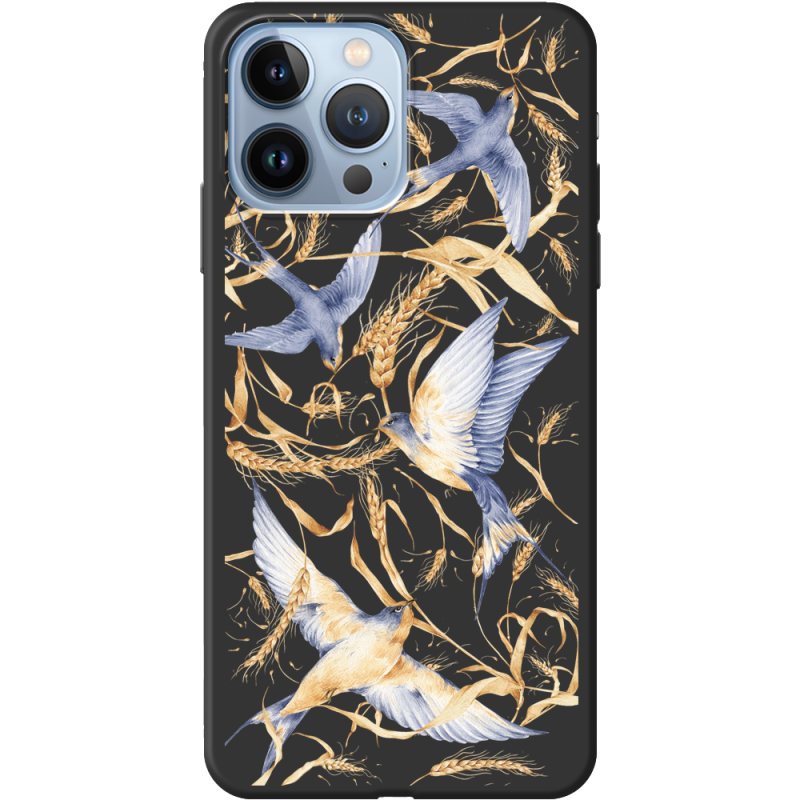 Черный чехол BoxFace Apple iPhone 13 Pro Max Ластівки