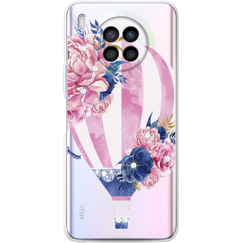 Чехол со стразами Huawei Nova 8i Pink Air Baloon