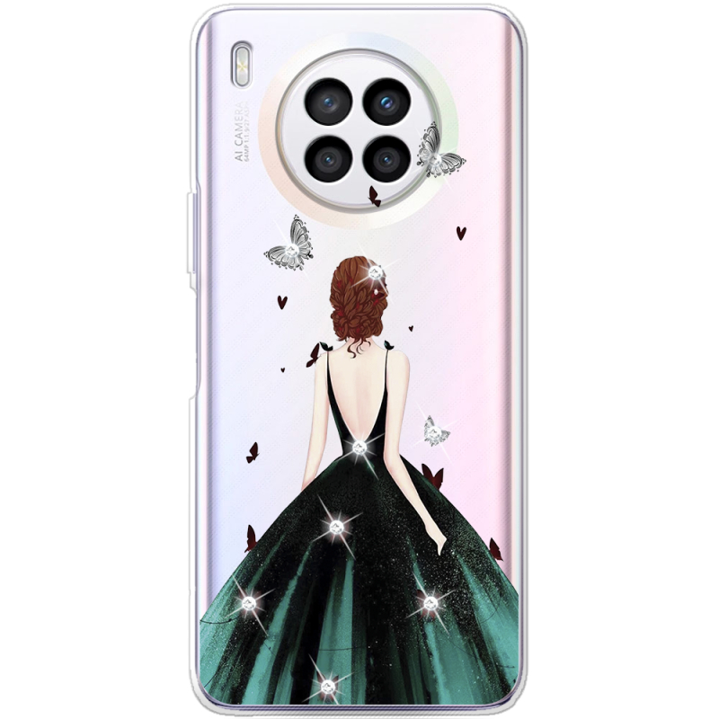 Чехол со стразами Huawei Nova 8i Girl in the green dress