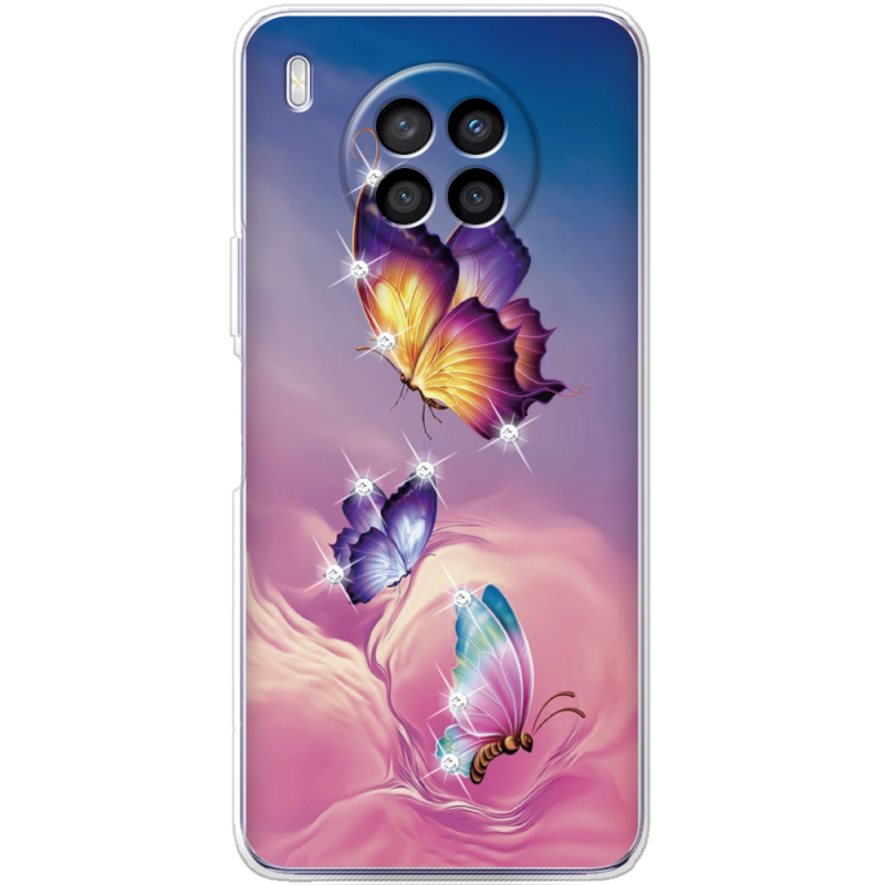 Чехол со стразами Huawei Nova 8i Butterflies