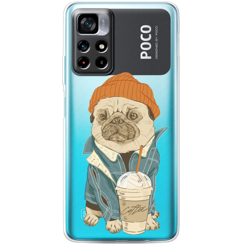Прозрачный чехол BoxFace Xiaomi Poco M4 Pro 5G Dog Coffeeman