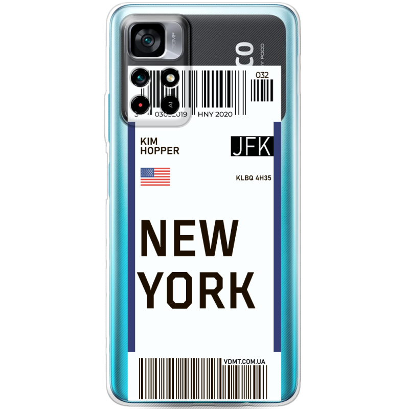 Прозрачный чехол BoxFace Xiaomi Poco M4 Pro 5G Ticket New York