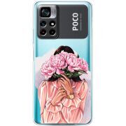Прозрачный чехол BoxFace Xiaomi Poco M4 Pro 5G Девушка с Пионами