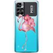 Прозрачный чехол BoxFace Xiaomi Poco M4 Pro 5G Floral Flamingo