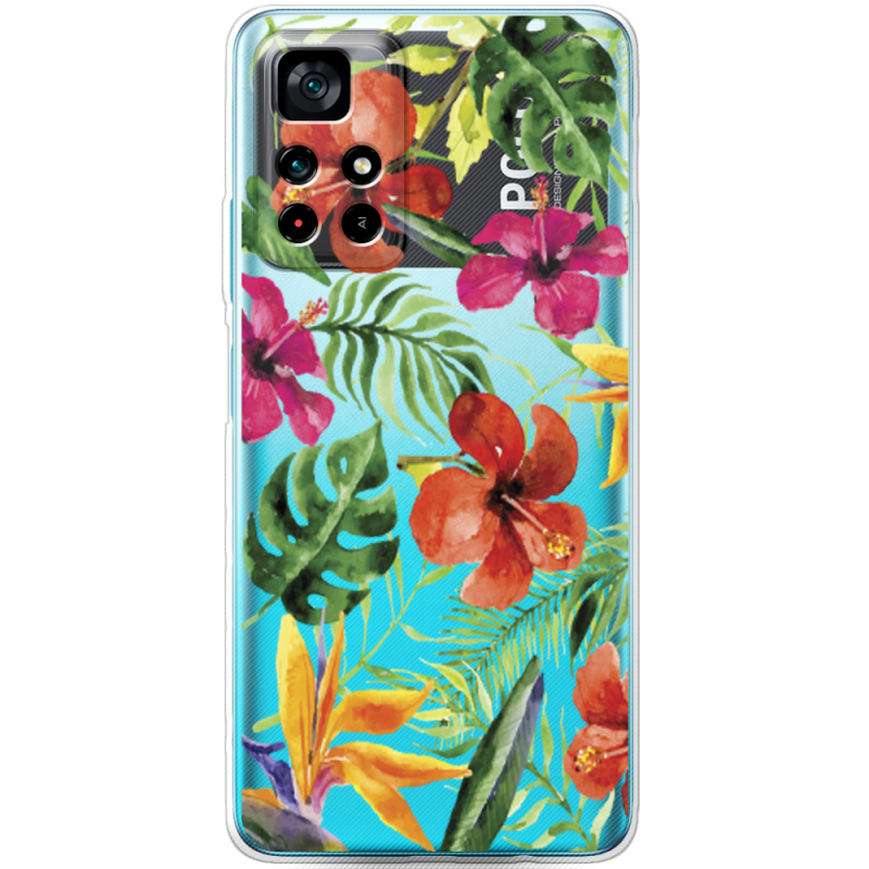 Прозрачный чехол BoxFace Xiaomi Poco M4 Pro 5G Tropical Flowers