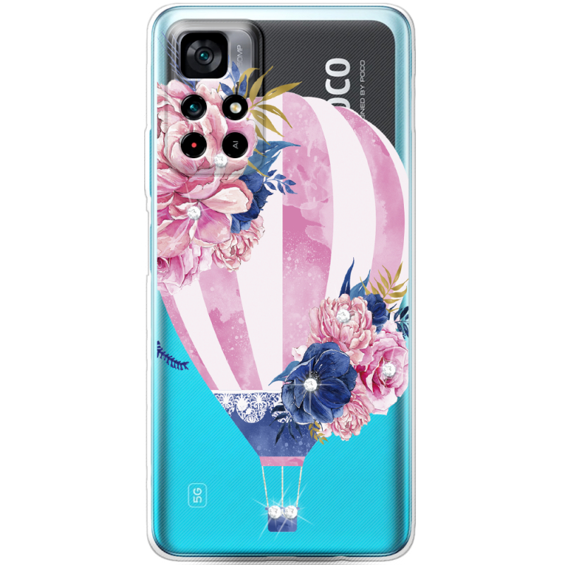 Чехол со стразами BoxFace Xiaomi Poco M4 Pro 5G Pink Air Baloon