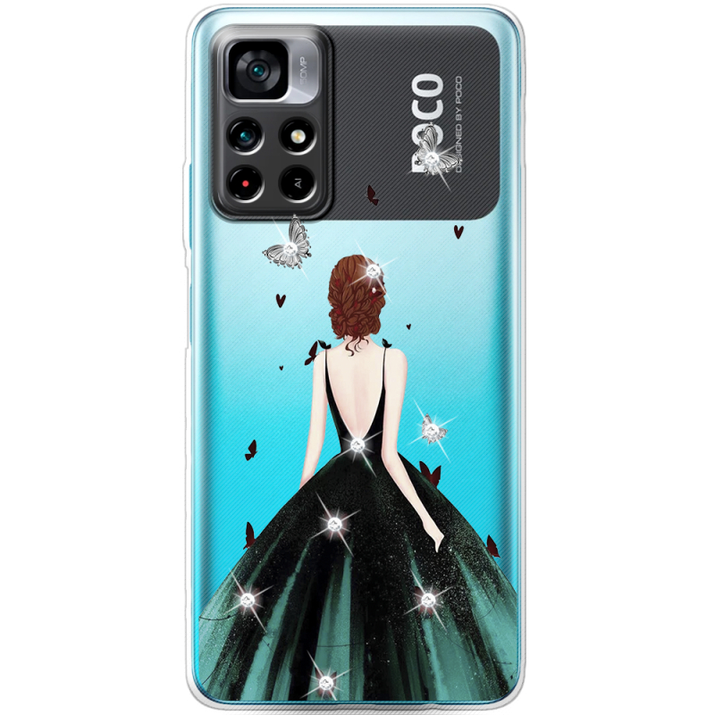 Чехол со стразами BoxFace Xiaomi Poco M4 Pro 5G Girl in the green dress