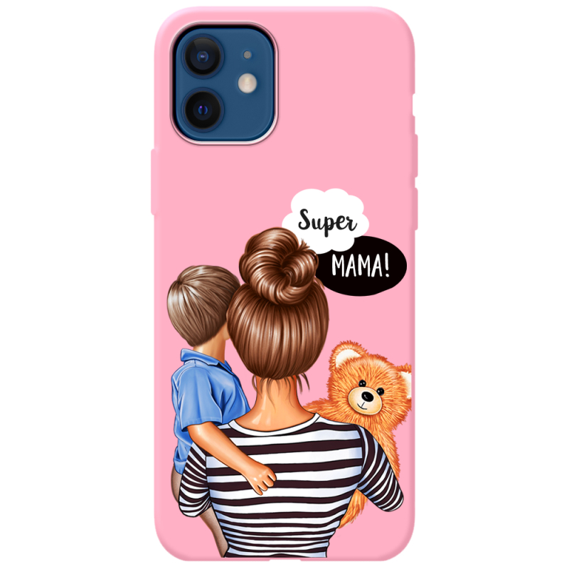 Розовый чехол BoxFace Apple iPhone 12 Super Mama and Son