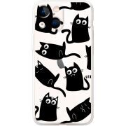 Прозрачный чехол BoxFace Apple iPhone 13 mini с 3D-глазками Black Kitty