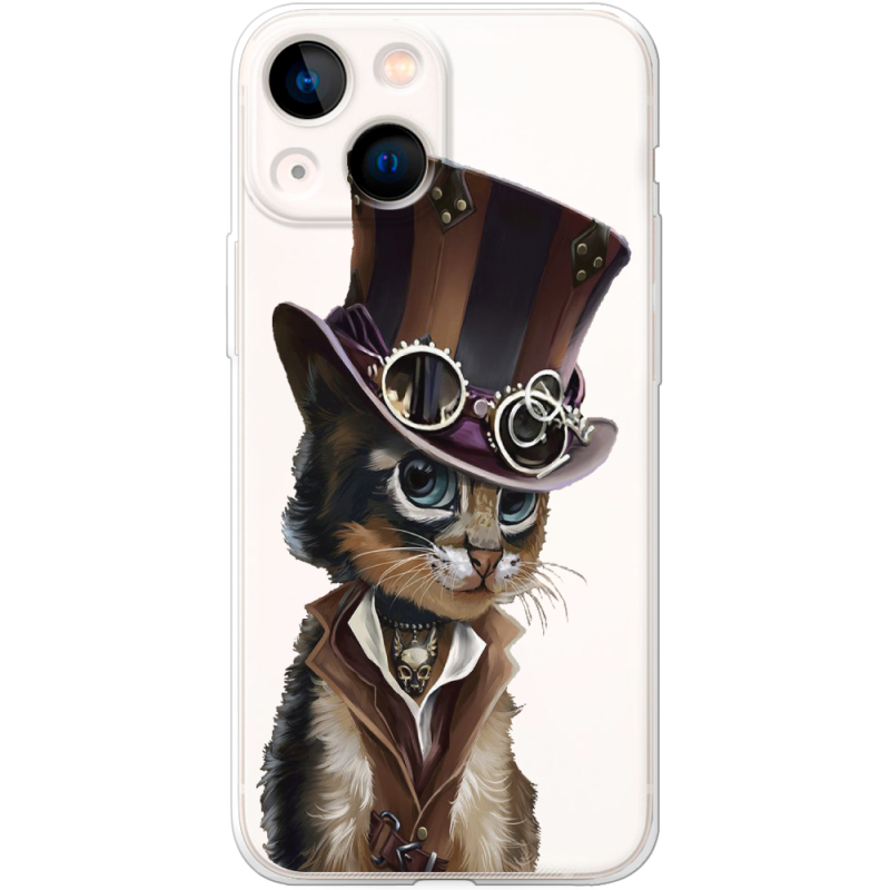 Прозрачный чехол BoxFace Apple iPhone 13 mini Steampunk Cat