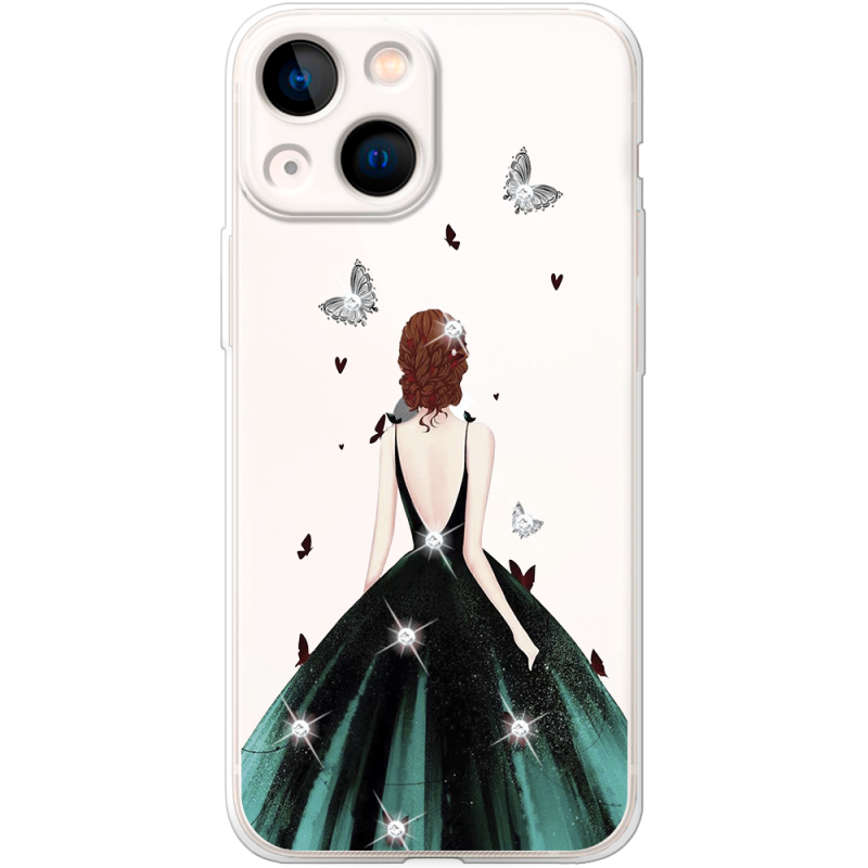 Чехол BoxFace со стразами Apple iPhone 13 mini Girl in the green dress