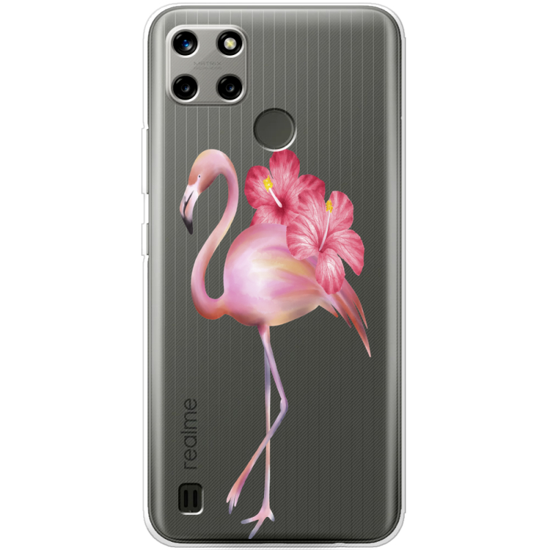 Прозрачный чехол BoxFace Realme C25Y Floral Flamingo