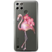 Прозрачный чехол BoxFace Realme C25Y Floral Flamingo