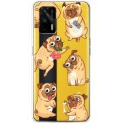 Прозрачный чехол BoxFace Realme GT 5G с 3D-глазками Pug