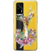 Чехол BoxFace со стразами Realme GT 5G Deer with flowers