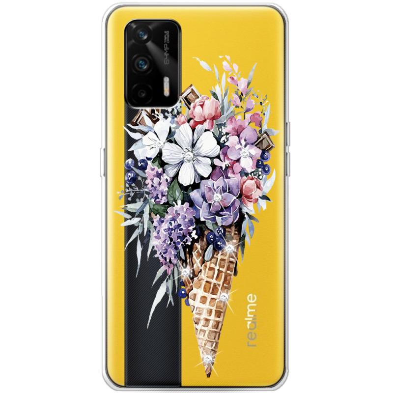 Чехол BoxFace со стразами Realme GT 5G Ice Cream Flowers